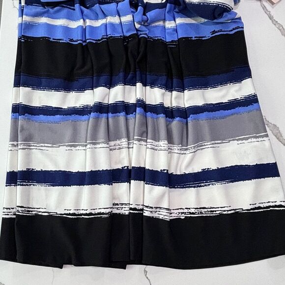 DressBarn | Black Blue Grey Striped Women’s Maxi Sleeveless Dress - Picture 5 of 12